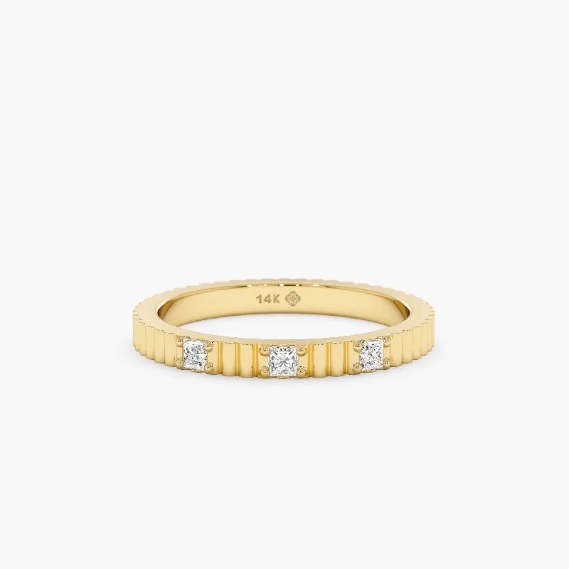 Last Chance To Grab Your Favorite Jewelry At A Discount Solid Gold Diamond Ribbed Ring, Iris