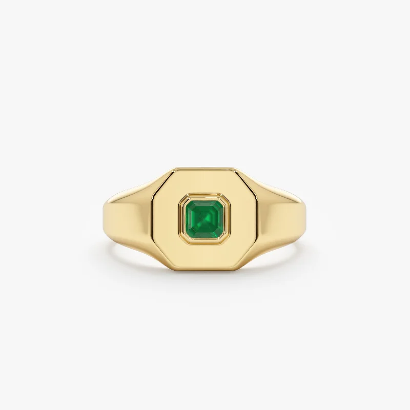 Trending Jewelry Styles Now At Limited-Time Discounts Square Emerald Signet Ring, Lyra