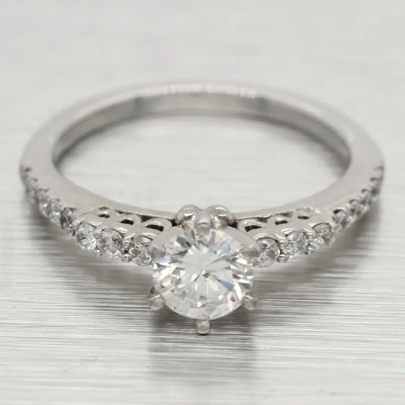 Grab Your Dream Jewelry At The Lowest Prices Vintage Petite 0.70ctw Diamond Engagement Ring - 14k White Gold - Size 3.75