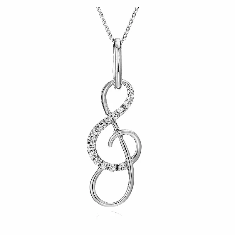 1/10 cttw Diamond Musical Pendant 10K White Gold with 18 Inch Chain