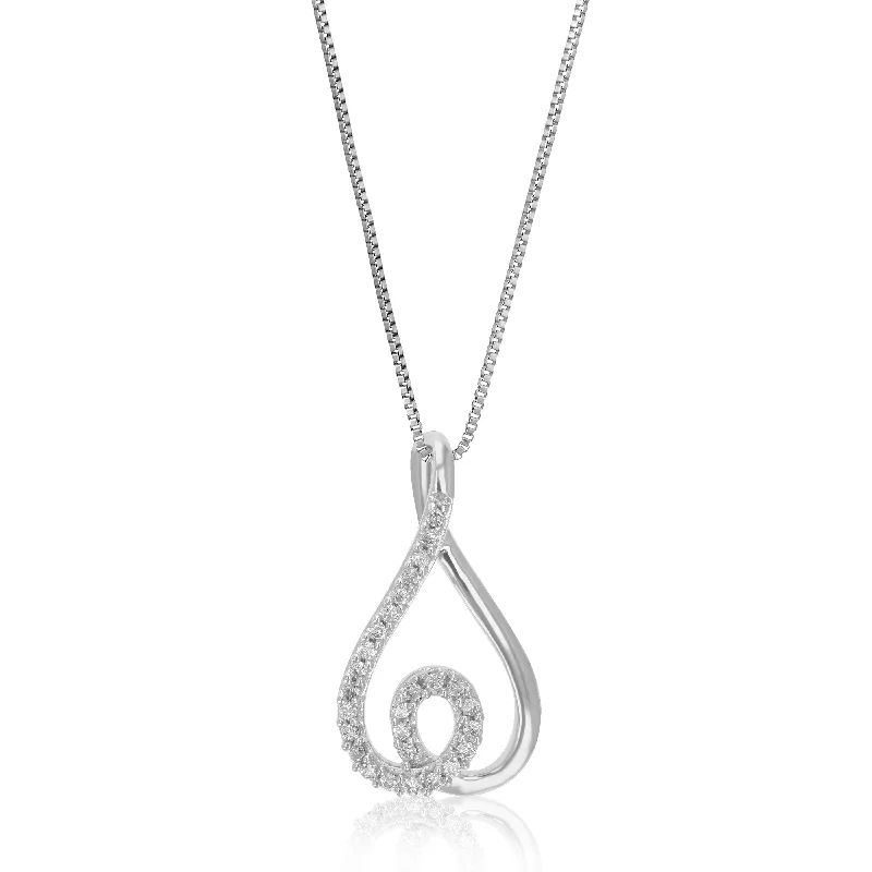 1/12 cttw Lab Grown Round Diamond Fashion Pendant Necklace .925 Sterling Silver For Women 1/3 Inch With 18 Inch Chain