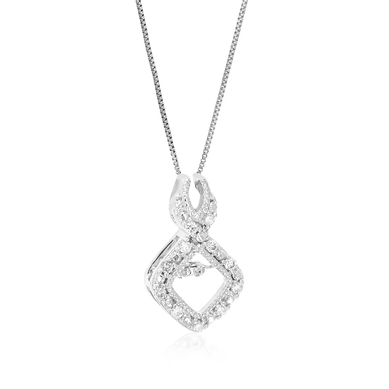 1/12 cttw Round Cut 12 Stones Lab Grown Diamond Pendant Necklace .925 Sterling Silver 1/2 Inch With 18 Inch Chain