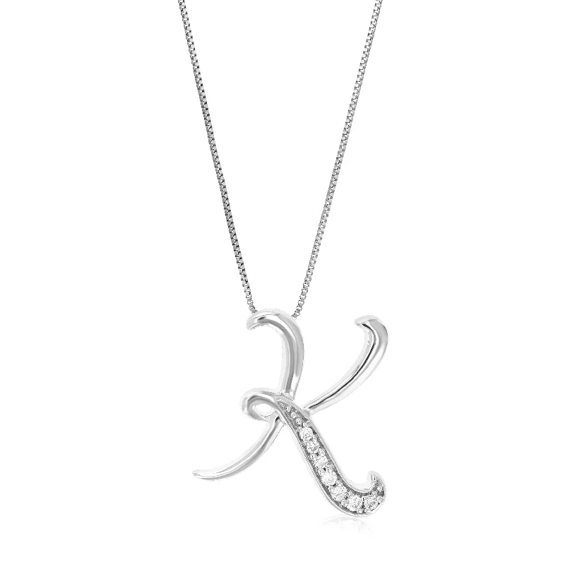 1/14 cttw Round Cut 7 Stones Lab Grown Diamond Pendant Necklace .925 Sterling Silver 2/3 Inch With 18 Inch Chain