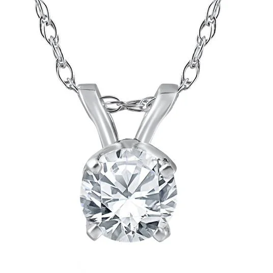 1/2 Ct Diamond Solitaire Pendant Necklace in 14k White Or Yellow Gold