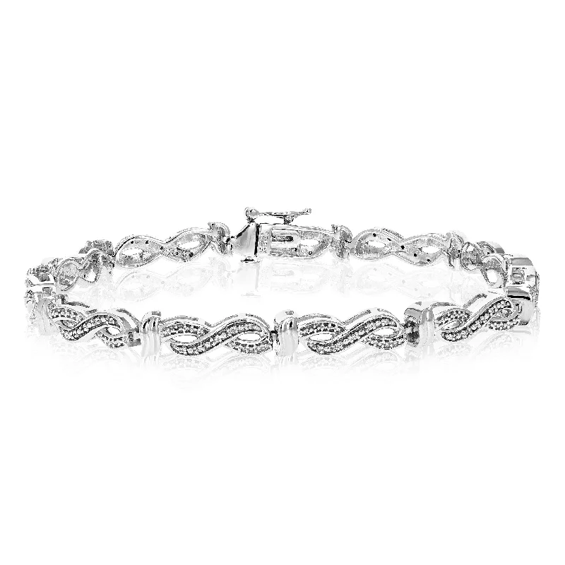 1/8 cttw Lab Created Diamond Tennis Bracelet 925 Sterling Silver Prong 7 Inch