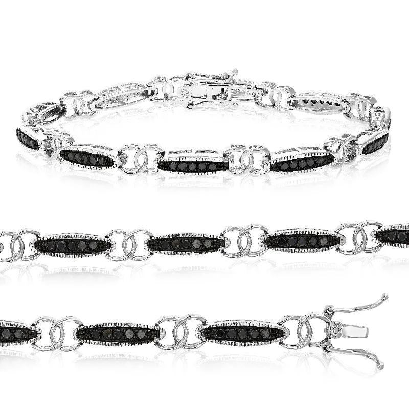 1 CT Black Diamond Bracelet in Sterling Silver