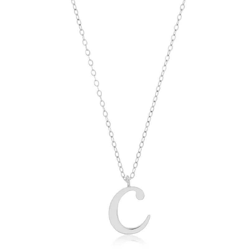 10k Solid White or Yellow Gold Dainty Script Initial with Extendable Necklace, 16+2 inches