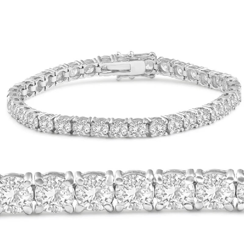 12 Ct. Round Cut Natural Diamond 18K White Gold Round Cut Tennis Bracelet 7"