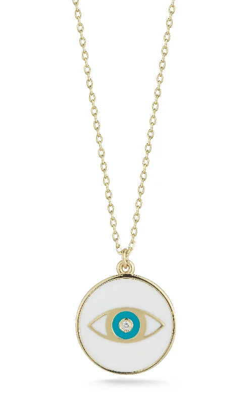 14K Gold & Diamond Evil Eye Necklace