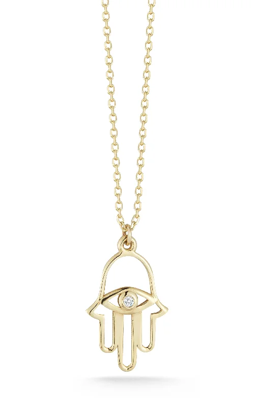 14K Gold & Diamond Hamsa Necklace