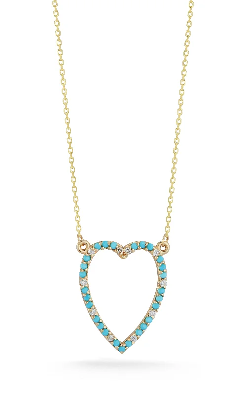 14K Gold, Diamond & Turquoise Necklace