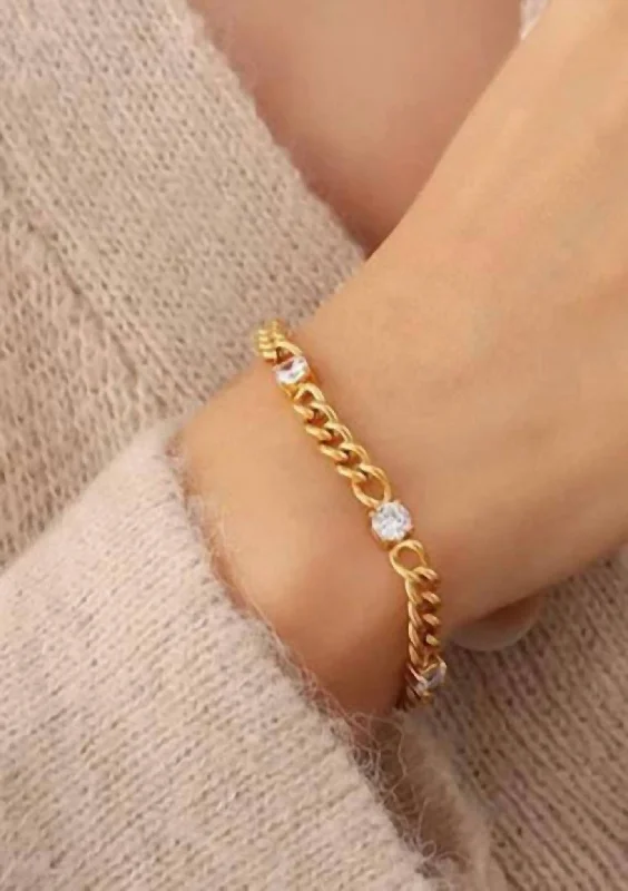 18K Gold Plated Cz Cuban Bracelet