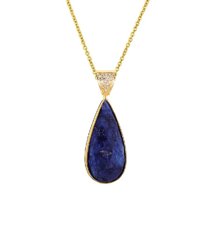 18k Sapphire Pear Drop Pendant Necklace