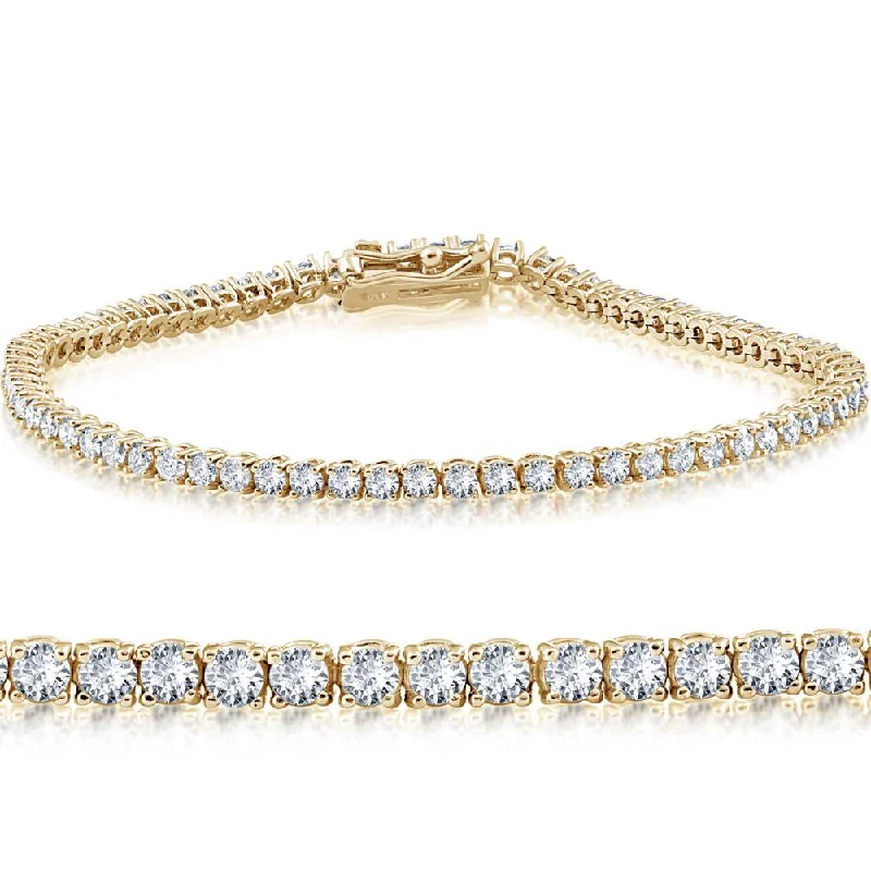 3 Ct Diamond 18K Yellow Gold Round Cut Lab Grown Women's Tennis Bracelet 7"