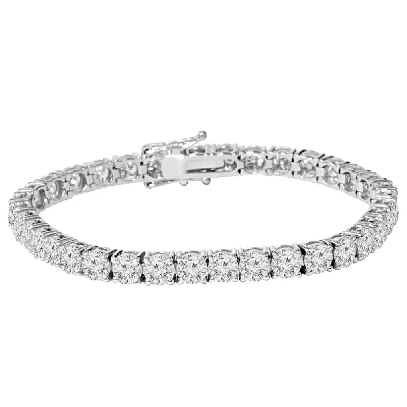 9 ct Round Lab-Created Diamond Tennis Bracelet 14K White Gold 7"