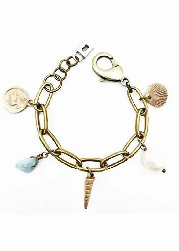 Amphitrite Bronze Shell Charm Bracelet In Multi