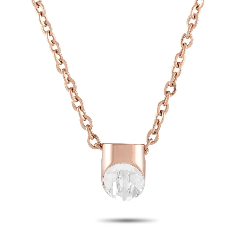 Calvin Klein Brilliant Rose Gold PVD-Plated Stainless Steel White Crystal Necklace