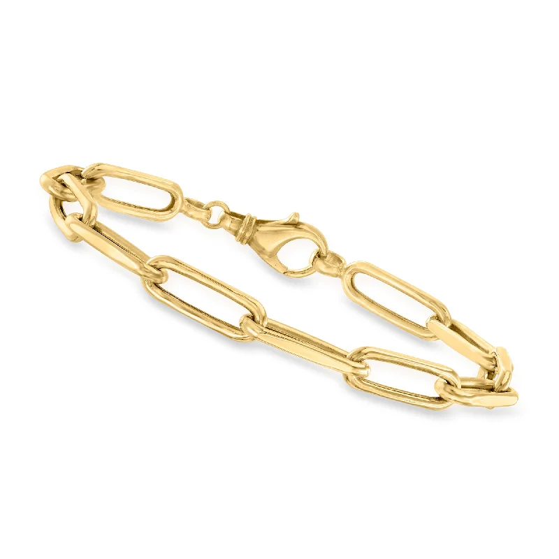 Canaria 10kt Yellow Gold Flat-Edged Paper Clip Link Bracelet