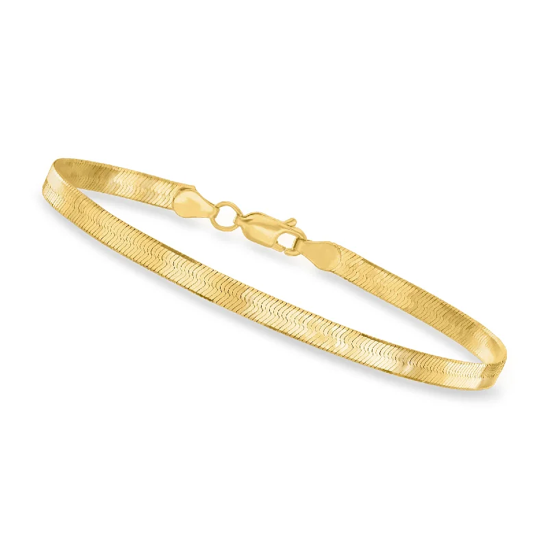 Canaria 4mm 10kt Yellow Gold Herringbone Bracelet