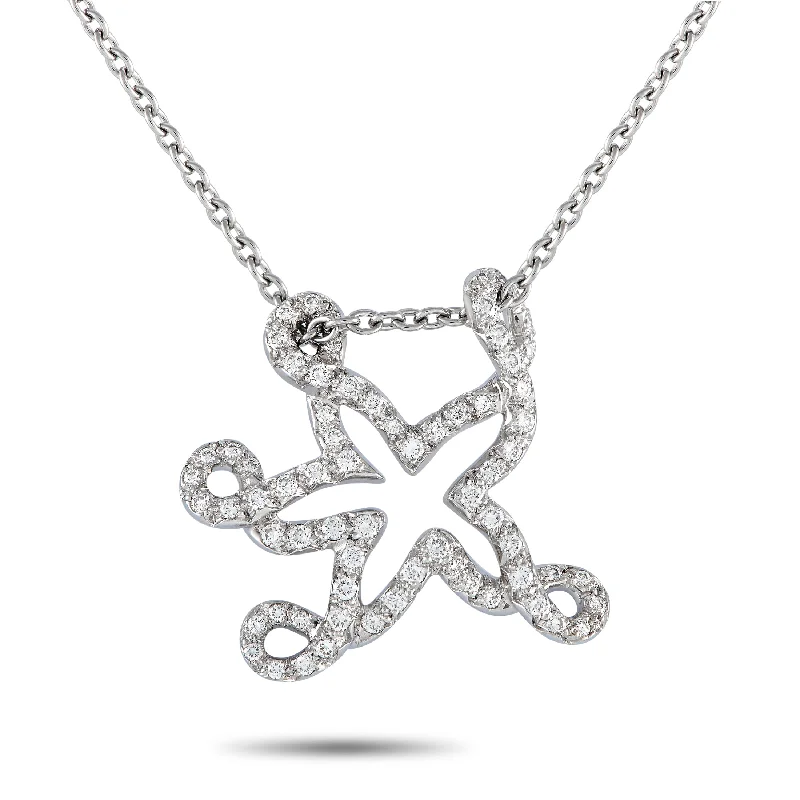 Dior 18K White Gold 0.65ct Diamond Starfish Necklace