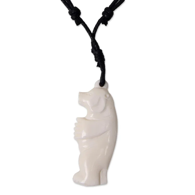 Handsome Bear Bone Pendant Necklace