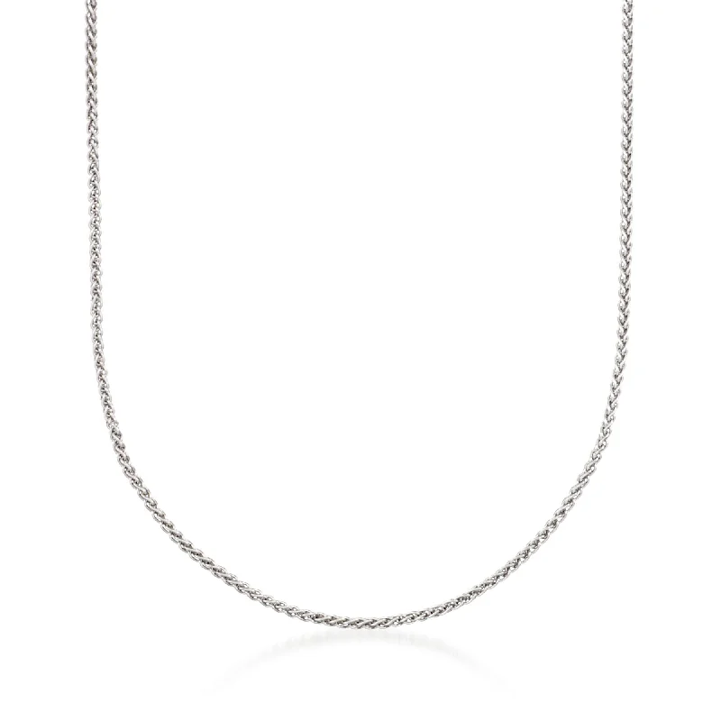 Delicate Crystal Jewelry For Sophisticated Charm Ross-Simons 1.2mm 14kt White Gold Wheat Chain Necklace