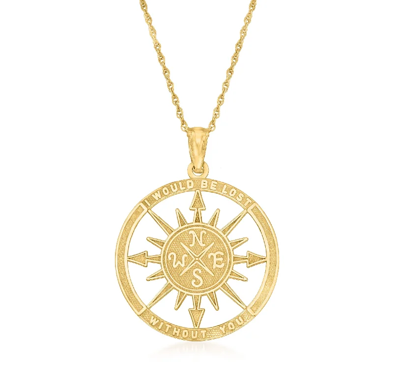 Ross-Simons 14kt Yellow Gold Compass Pendant Necklace