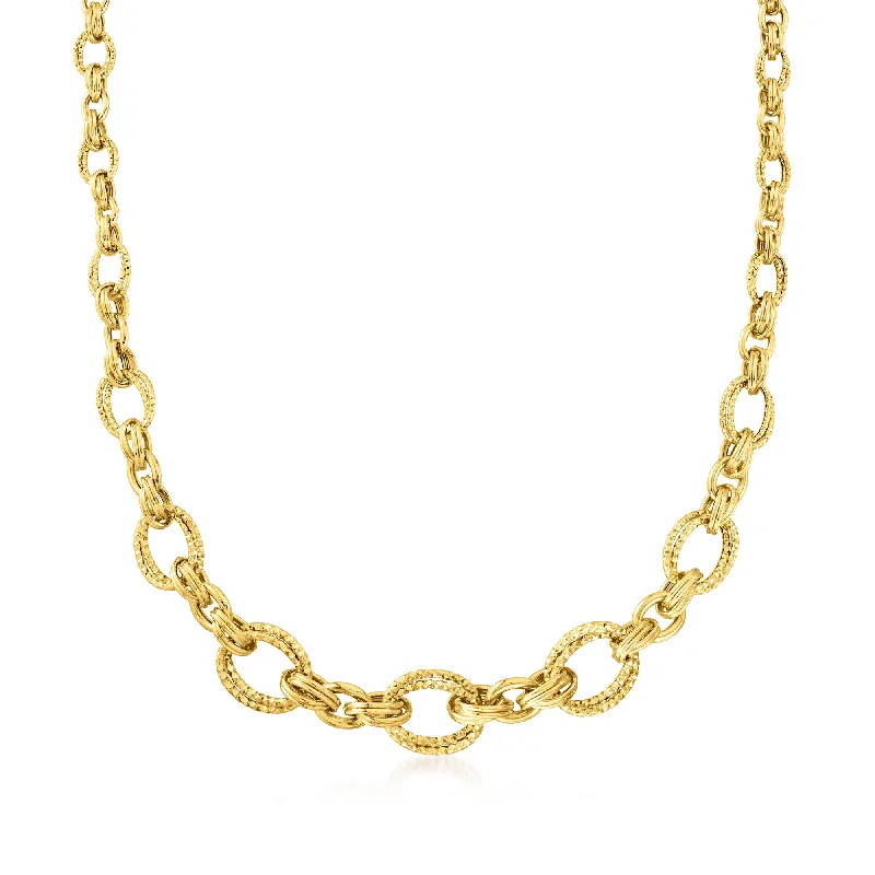 Ross-Simons 14kt Yellow Gold Double-Oval Link Necklace