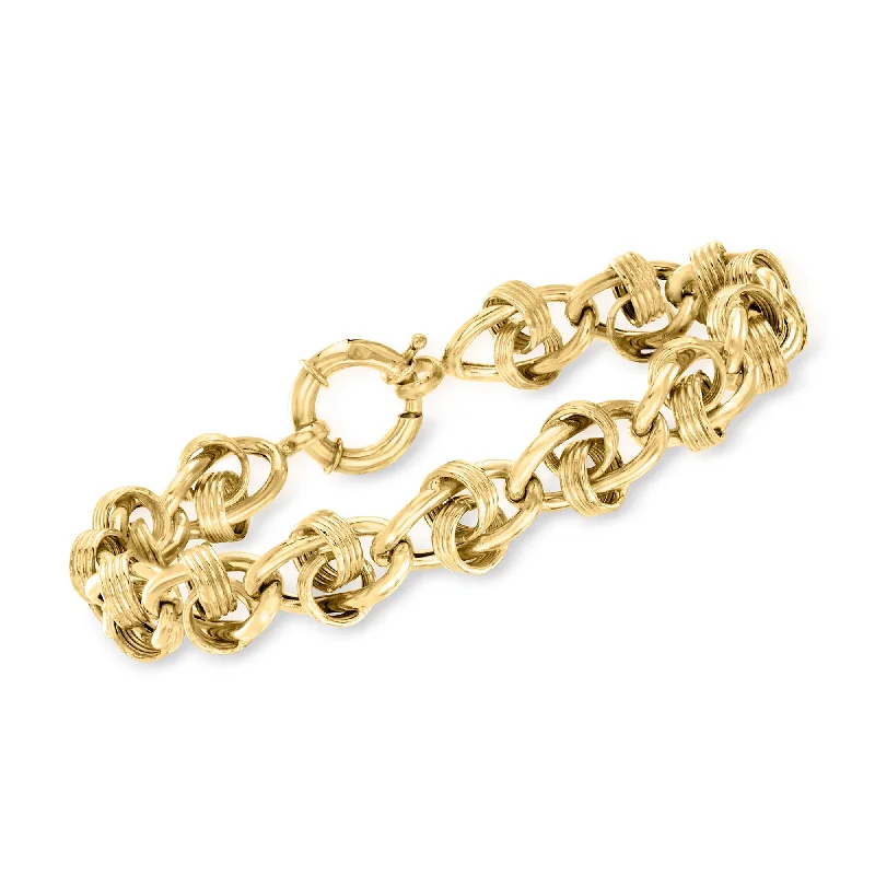 Fashion-Forward Jewelry At Incredible Prices Ross-Simons 14kt Yellow Gold Ribbed Rolo-Link and Oval-Link Bracelet