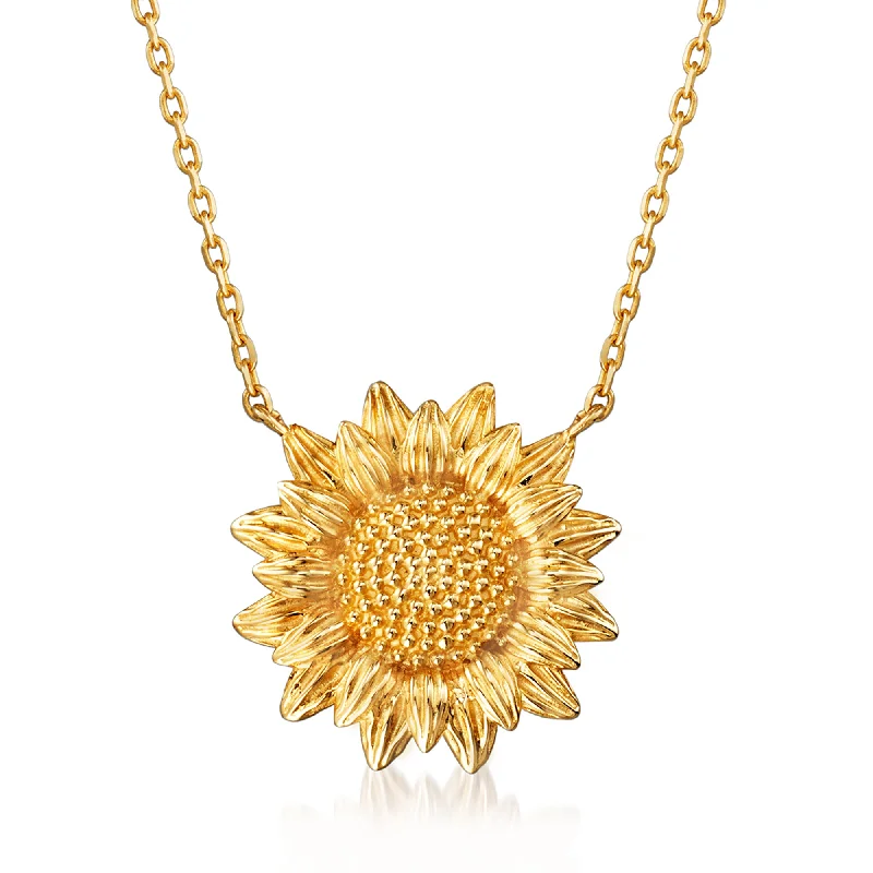 Ross-Simons 14kt Yellow Gold Sunflower Necklace