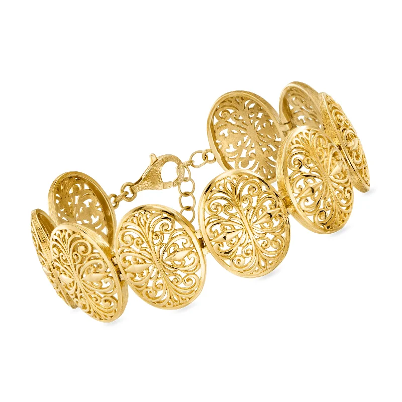 Ross-Simons 18kt Gold Over Sterling Multi-Oval Scrollwork Bracelet