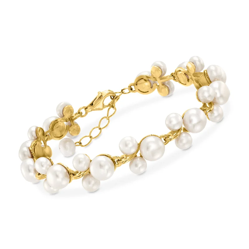 Luxury Jewelry At Unbeatable Discounts Ross-Simons 5-7.5mm Cultured Pearl Trio Bracelet in 18kt Gold Over Sterling Silver