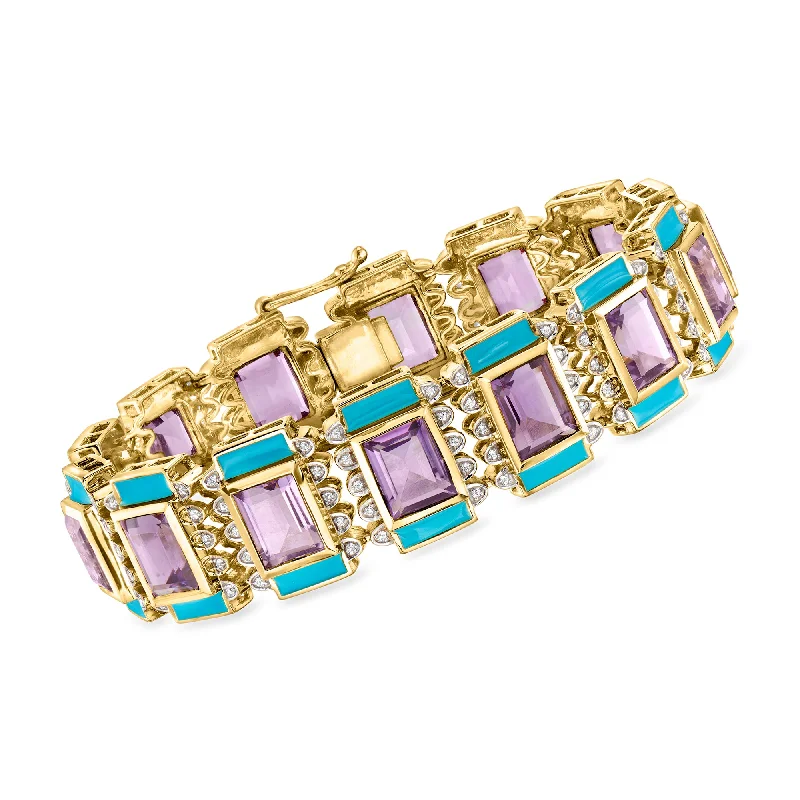 Trending Jewelry Styles Now At Limited-Time Discounts Ross-Simons Amethyst and . White Topaz Art Deco-Inspired Bracelet in 18kt Gold Over Sterling