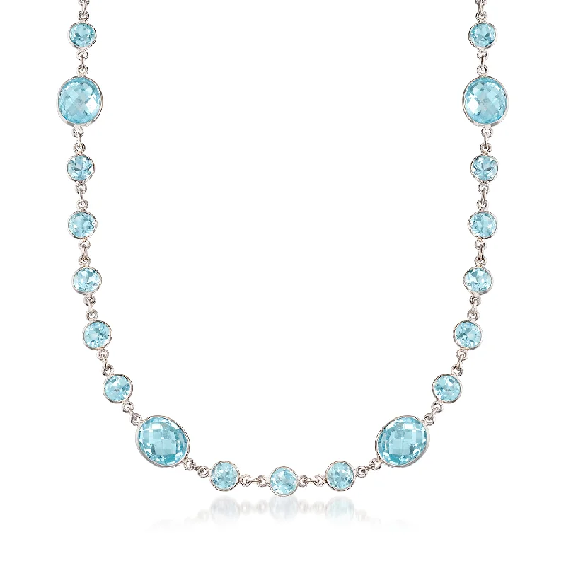 Ross-Simons Bezel-Set Blue Topaz Necklace in Sterling Silver