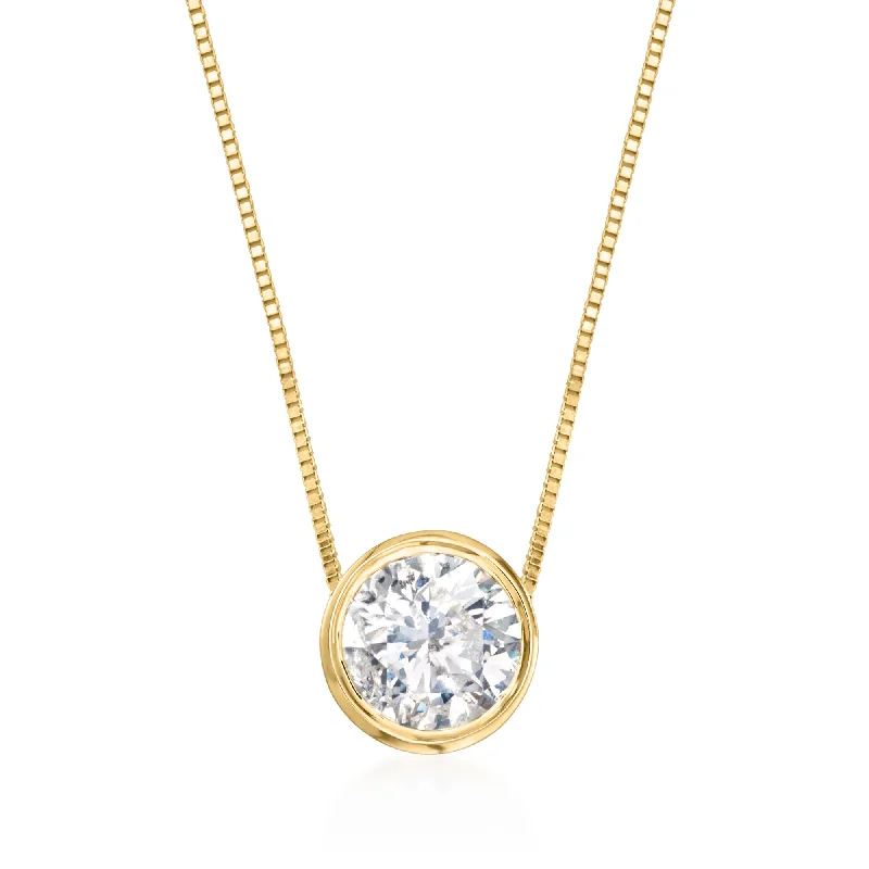 The Jewelry Sale You've Been Waiting For Is Here Ross-Simons Bezel-Set Diamond Necklace in 14kt Yellow Gold