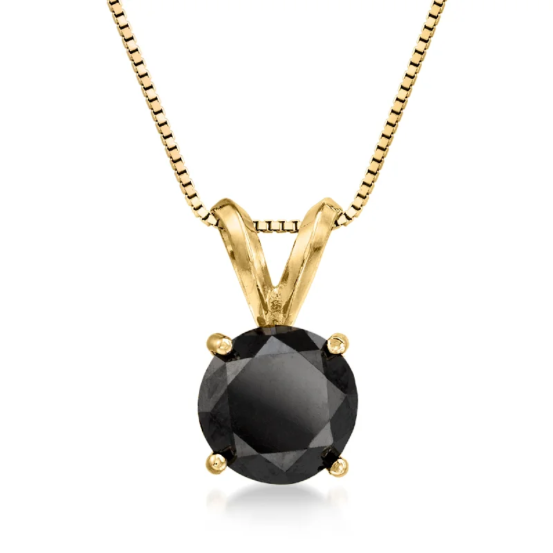 Premium Jewelry At Promotional Prices – Shine Today Ross-Simons Black Diamond Solitaire Necklace in 14kt Yellow Gold