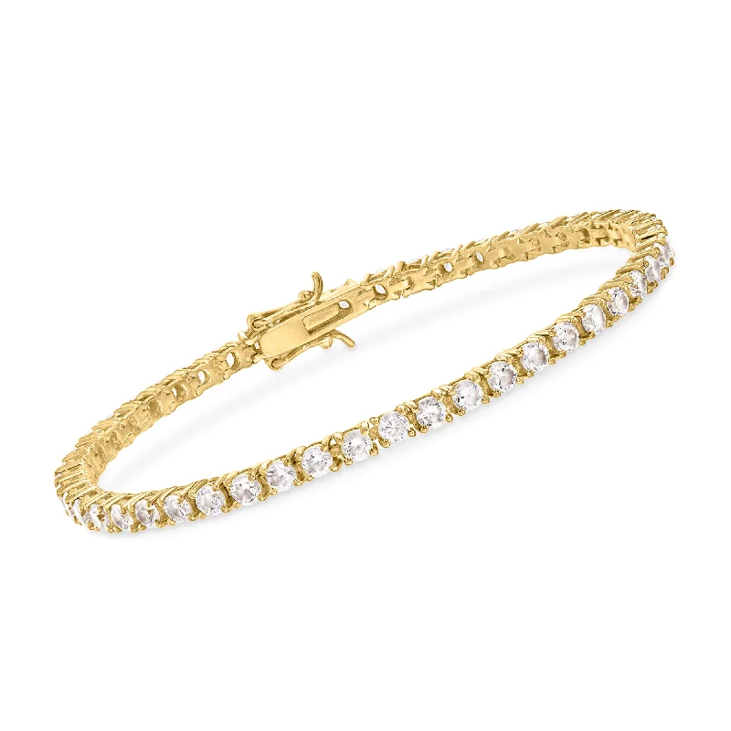 Ross-Simons CZ Tennis Bracelet in 18kt Gold Over Sterling