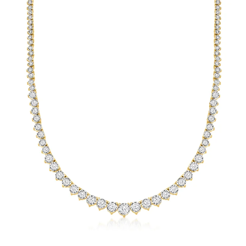 Ross-Simons Diamond Graduated Tennis Necklace in 18kt Gold Over Sterling