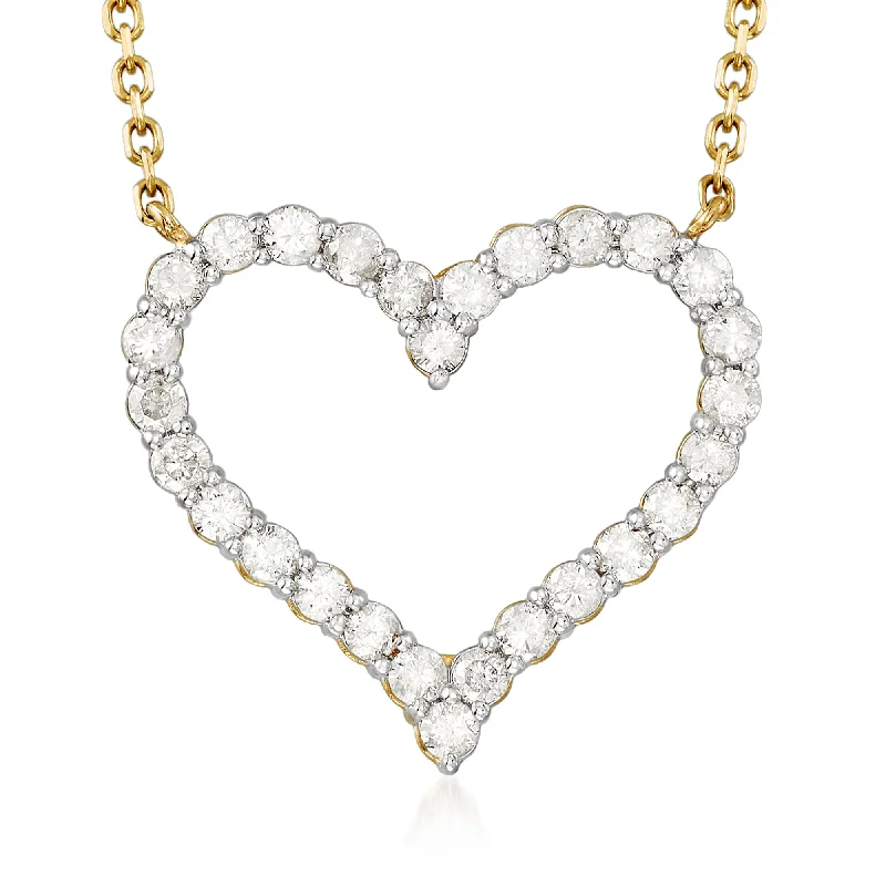 Trendy Minimalist Jewelry For Everyday Wear Ross-Simons Diamond Heart Necklace in 14kt Yellow Gold