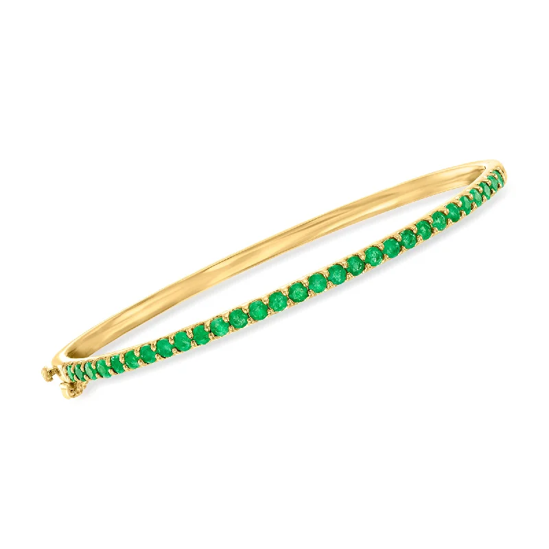 Ross-Simons Emerald Bangle Bracelet in 18kt Gold Over Sterling