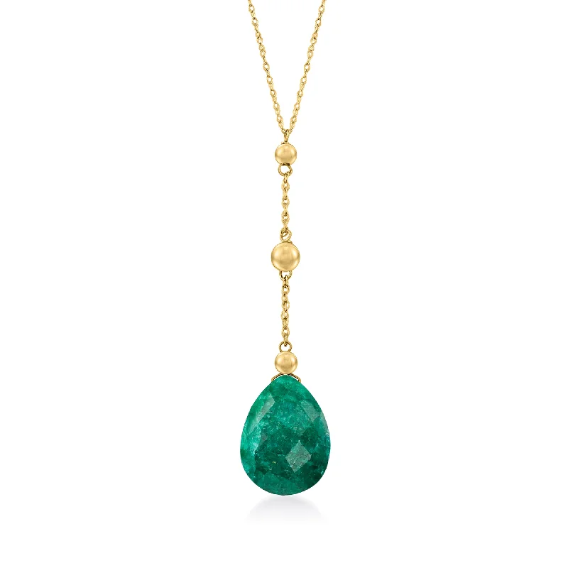 Ross-Simons Emerald Y-Necklace in 14kt Yellow Gold