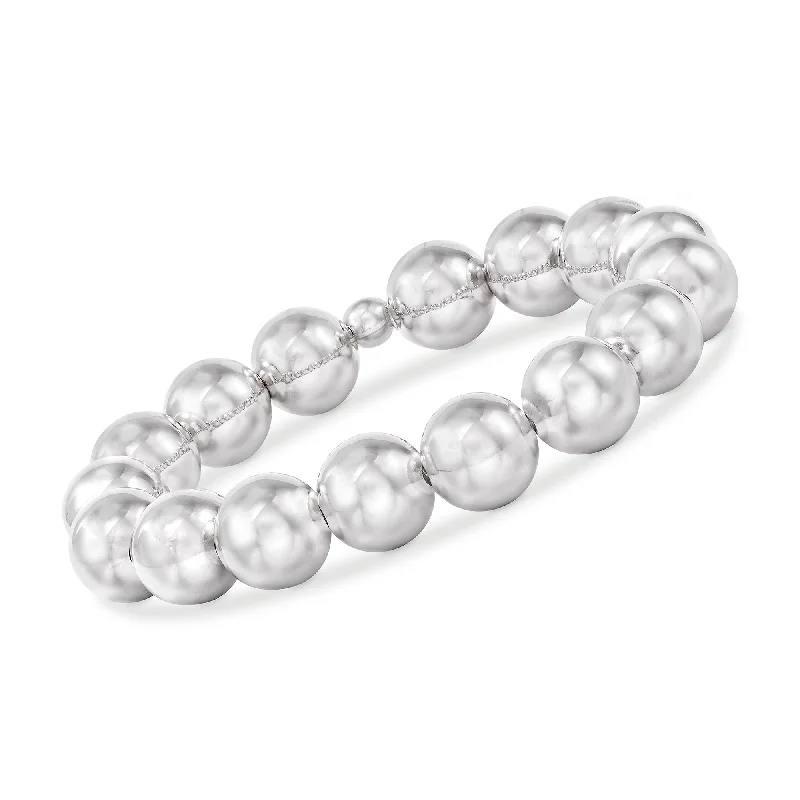 Shop Dazzling Jewelry At The Best Prices Ross-Simons Italian 12mm Sterling Silver Bead Stretch Bracelet