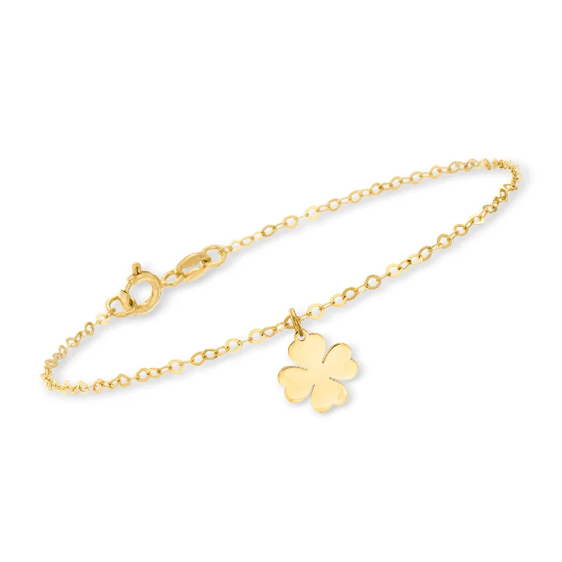 Ross-Simons Italian 14kt Yellow Gold 4-Leaf Clover Charm Bracelet