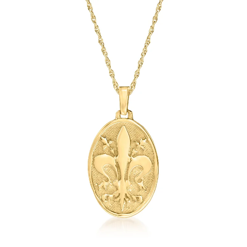 Ross-Simons Italian 14kt Yellow Gold Fleur-De-Lis Pendant Necklace