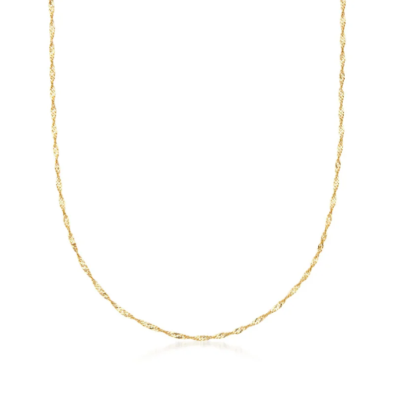 Affordable Gold-Plated Jewelry For Modern Fashion Ross-Simons Italian 18kt Yellow Gold Diamond-Cut Singapore Chain Necklace