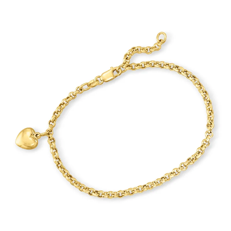 Ross-Simons Italian 18kt Yellow Gold Heart Charm Bracelet