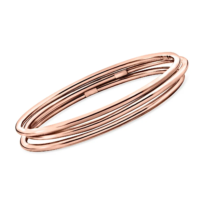 Ross-Simons Italian 22kt Rose Gold Over Sterling Jewelry Set: 3 Polished Bangle Bracelets