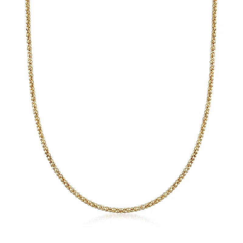 Ross-Simons Italian 2mm 14kt Yellow Gold Popcorn Chain Necklace