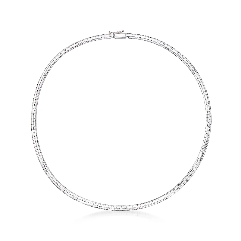 Ross-Simons Italian 4mm 14kt White Gold Omega Necklace