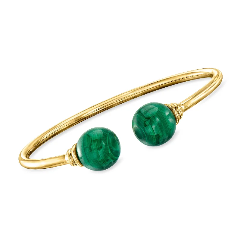 Ross-Simons Malachite Cuff Bracelet in 18kt Gold Over Sterling